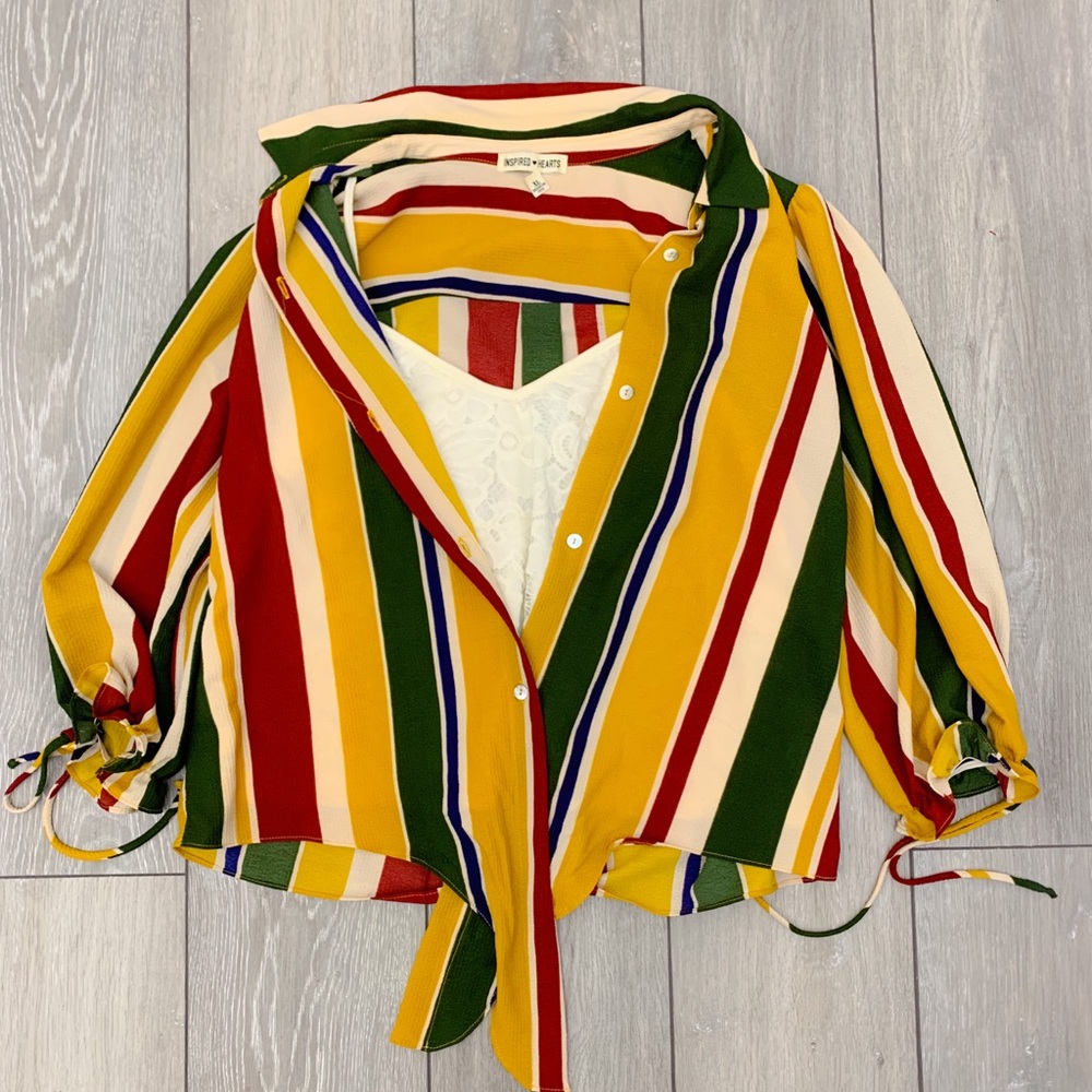 Inspired Heart Blouse, Colorful Striped, XL